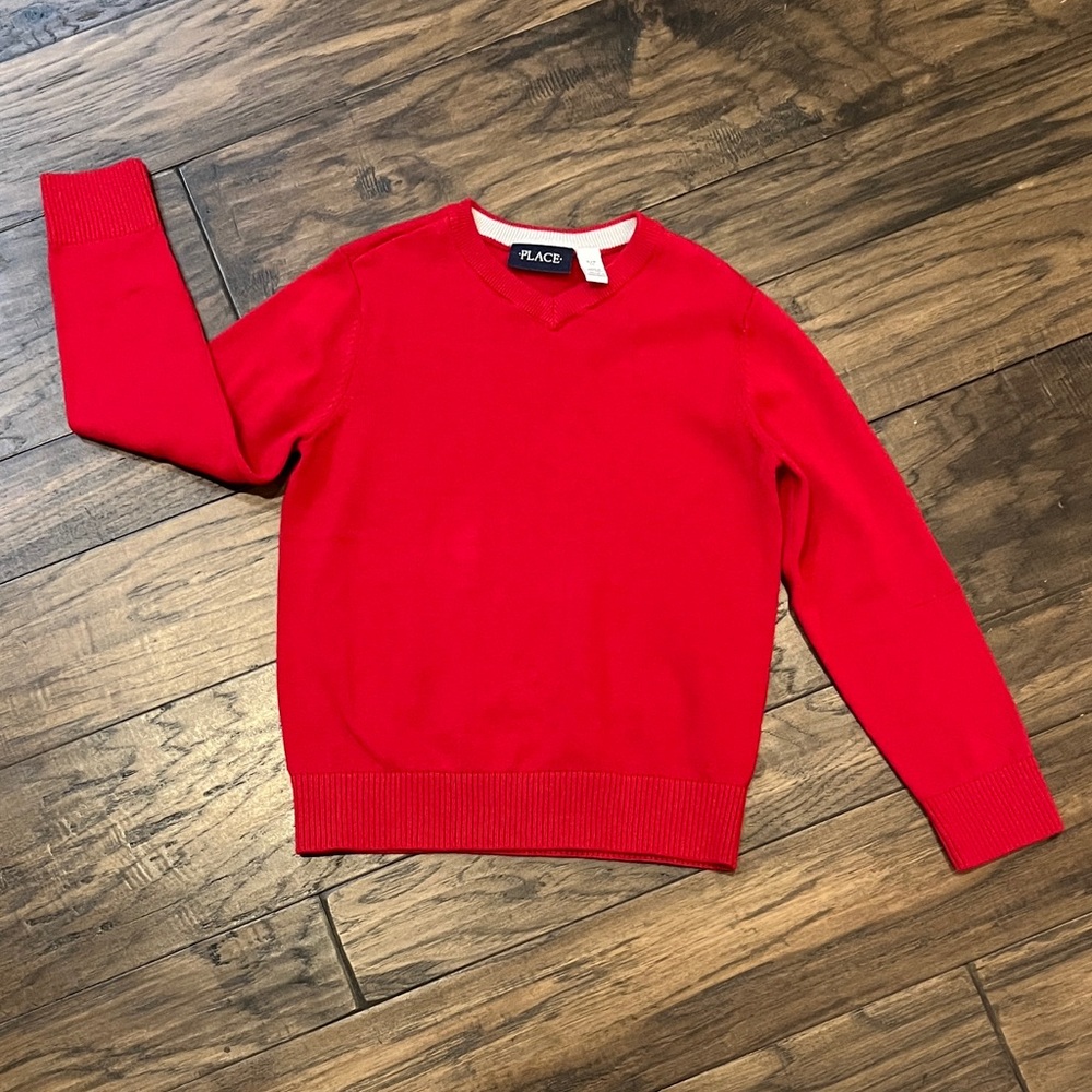 Children's Place Red V-Neck Sweater 5/6